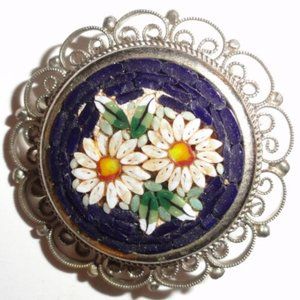 Micro Mosaic Pin/Brooch Made In Italy